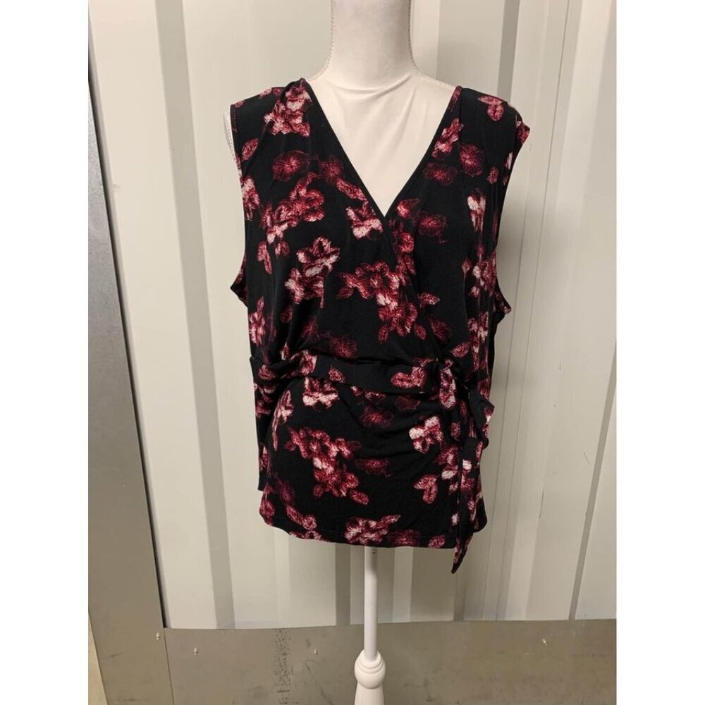 Merona Blouse Floral Print Business Casual Top Boho Cottage Sleeveless Tank 1X